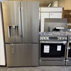Lg 36” french door refrigerator & 30” Dual fuel stove  free dishwasher bundle deal