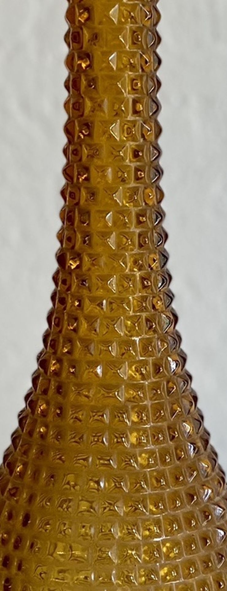 Vintage and Empoli diamond point glass genie bottle amber Italy No Stopper
