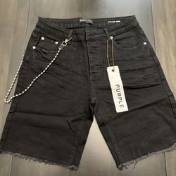 Purple Brand Black Denim Shorts