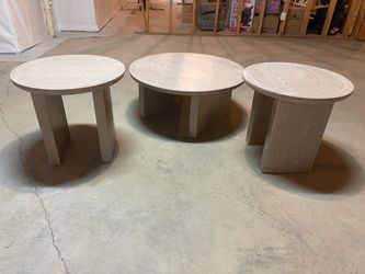 Mandy 3PC Round Occasional Table Set, Coffee Table and 2 Side Tables, Retail $499. Our price is $249