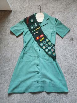 Vintage Girl Scouts uniform dress and patches