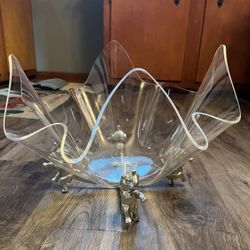 Vintage Arthur Court Elephant Standing Handkerchief Bowl 1986 Clear