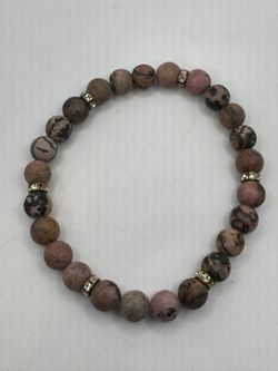 Rhodonite Stretch Bracelet. 7.5 Inches. New in Box.