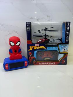 Spider-Man Kids Bundle – RC Helicopter + Lexibook Alarm Clock