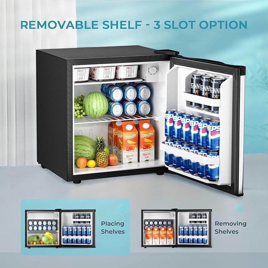 1.7 Cu.Ft Mini Fridge with Freezer, Reversible Single Door Compact Refrigerator, Adjustable Thermostat, Energy Saving, Mini Fridge for Bedroo