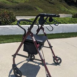 Medline Rollator Walker With Seat And Basket