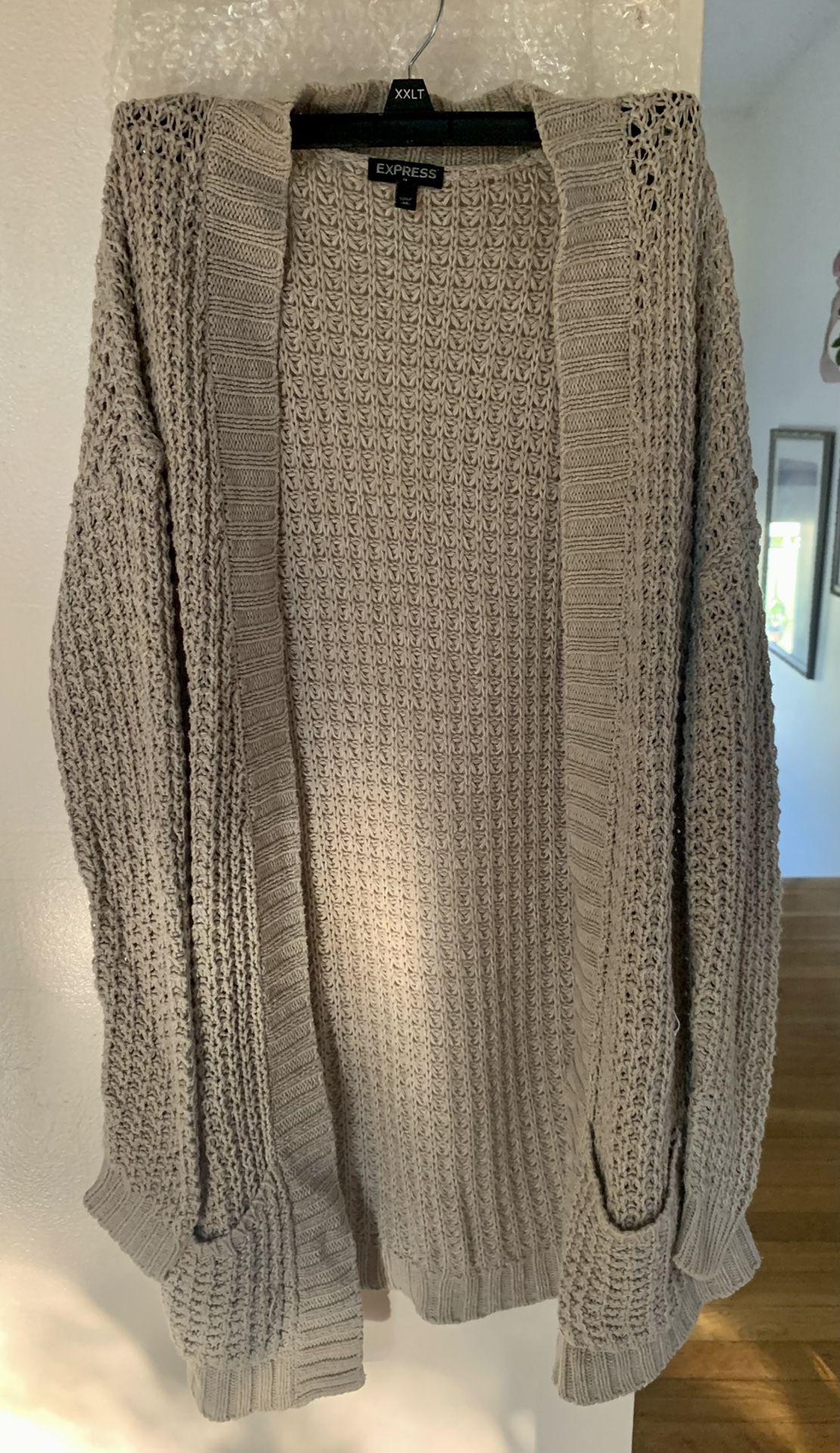 Express Cardigan Long Beige Sweater Boho Look