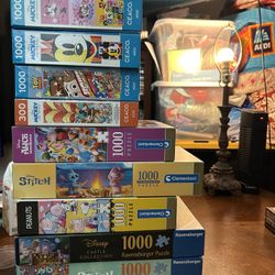 Disney 1000 Puzzle Lot Of 11 Used
