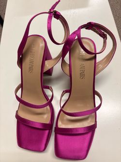 NEW Dream Pairs Fuchsia Satin Block Heel Sandals – Size 8 💖
