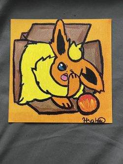 5 by 5 inch print of my Flareon artwork