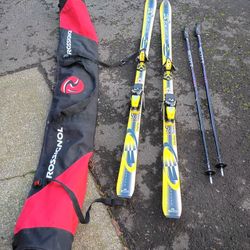 Rossignol Dualtec Generation 191 Skis With Poles And Travel Bag