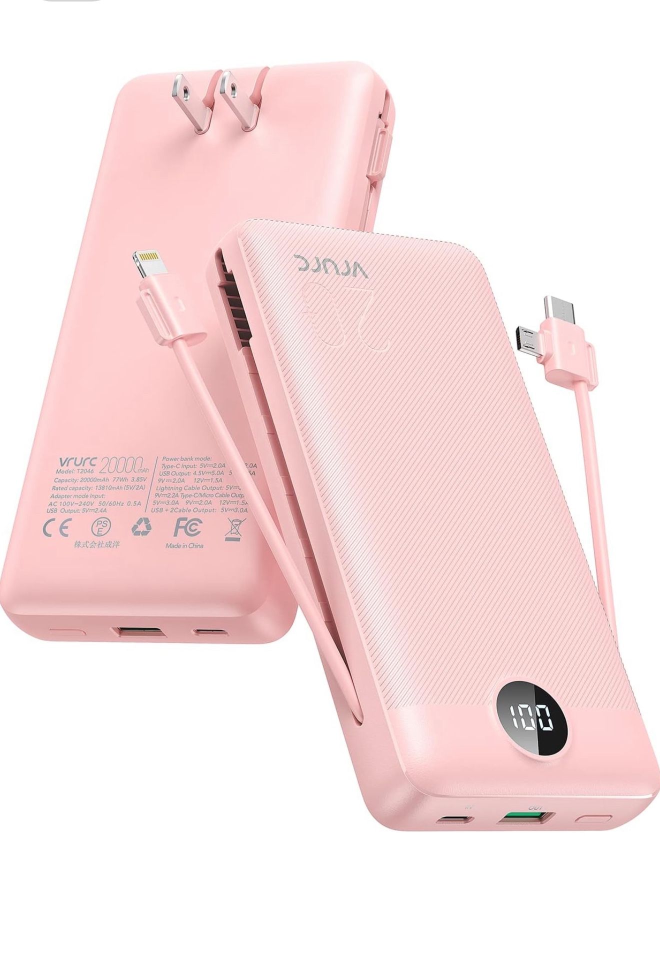 Portable Charger 20000mAh, Fast Charging Power Bank USB C,4 Output 2 Inpu