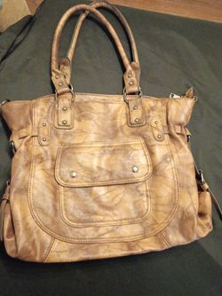 Brown Leather Tote Bag with Studs