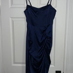 Blue Satin Dress