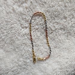 7" P.lux Italy Tri Colored 14k Gold Bracelet 