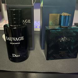 Versace eros and dior sauvage EDP 3.4 oz