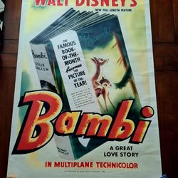 Walt Disney Bambi Reproduction Of Original 1942 Movie Poster  27''x 40'' Large