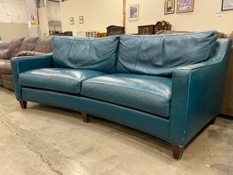 SAM MOORE FURNITURE Curved Teal Leather Sofa