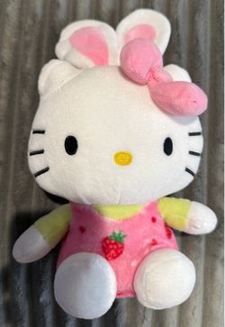 Sanrio Hello Kitty 11" Plush Easter Bunny Strawberry 2023 Rabbit Ears Bow