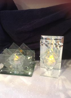 Crystal and mirrored Tea light candle holders
