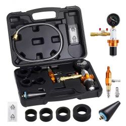 135# Radiator Vacuum Refill Kit, Automotives Cooling System Vacuum & Purge Fill Tool with Gauge, Portable Radiator Coolant Filling Kit with Toolbox, U