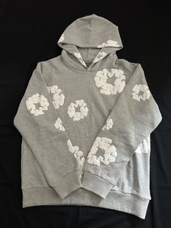 Gray Denim Tear Hoodie Size-M