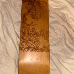 Koi Fish Carved Skate Deck