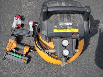 Compressor and finish nail gun and brad nailer