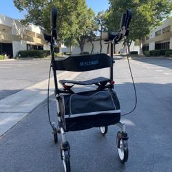 ELENKER Upright Walker, Stand Up Folding Rollator Walker with 10” Front Wheels Backrest Seat