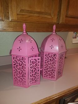 Pink Bird Cage/Iron Candle Holders
