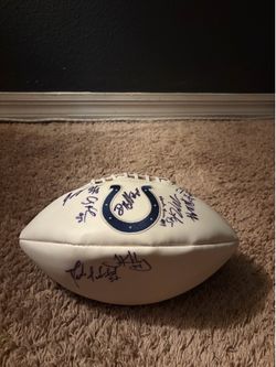 Marshall Faulk Autographed Colts Logo Football OROY Multi-Signed