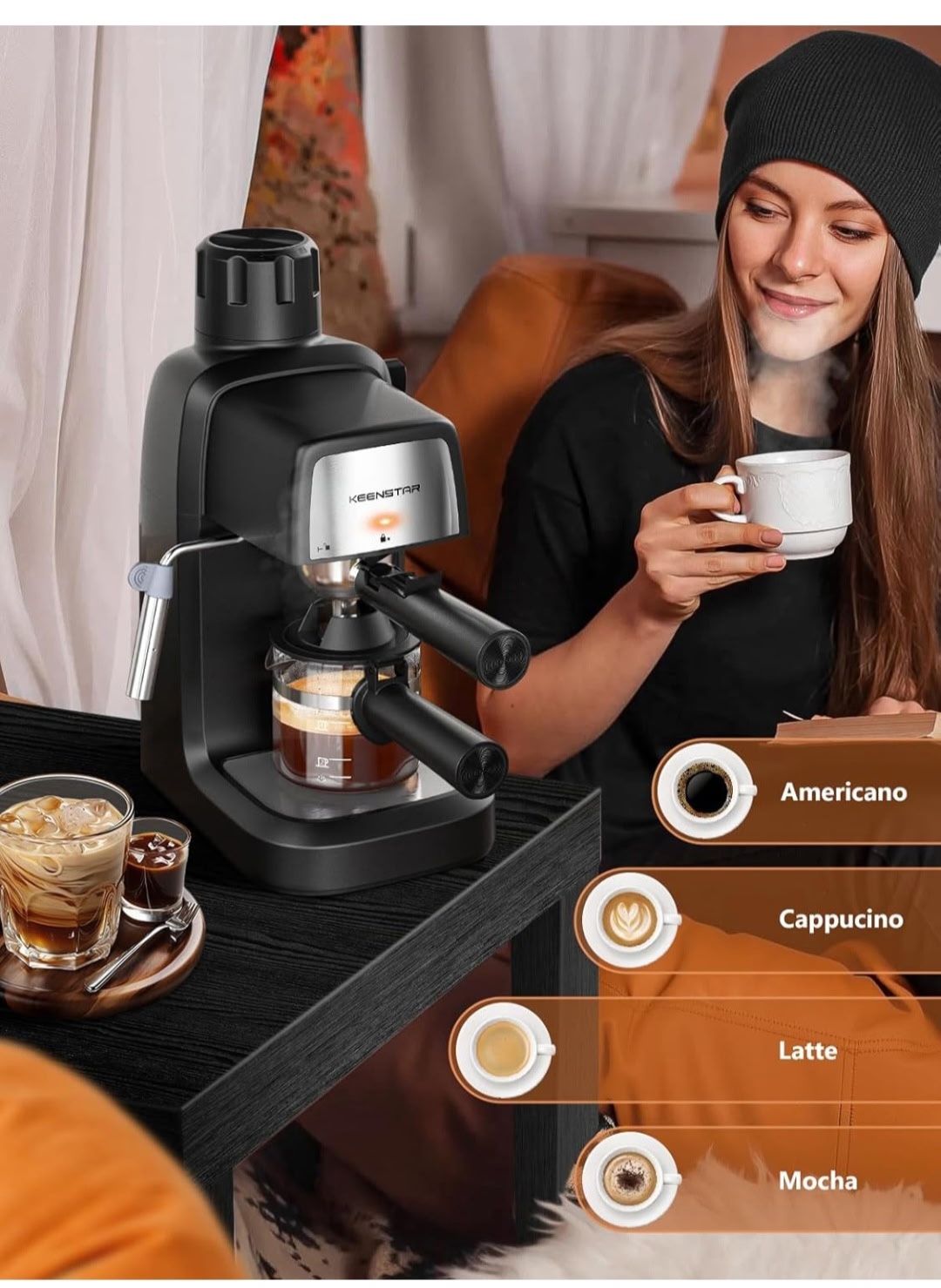 Keenstar 3.5 Bar Espresso Machine With Milk Frothier