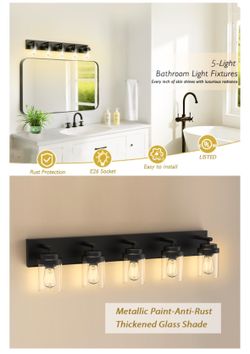 New modern Metallic black  5- light vanity light fixture