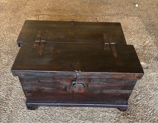 FREE  Dark Wood Storage Trunk with Iron Hardware