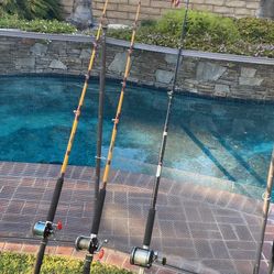 THREE 7' Saltwater Fishing Rods with PENN Reels-Take all THREE for $100