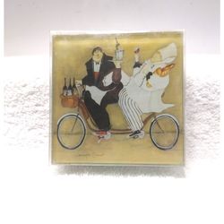 Jennifer Garant 'Wine Server' Glass Drink Coasters - Set of 4 *NEW*