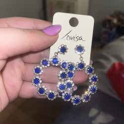 Blue Circle Earrings