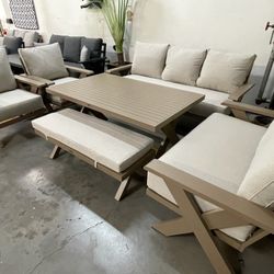 Modern Outdoor Patio Furniture Beige Dining Set *New*