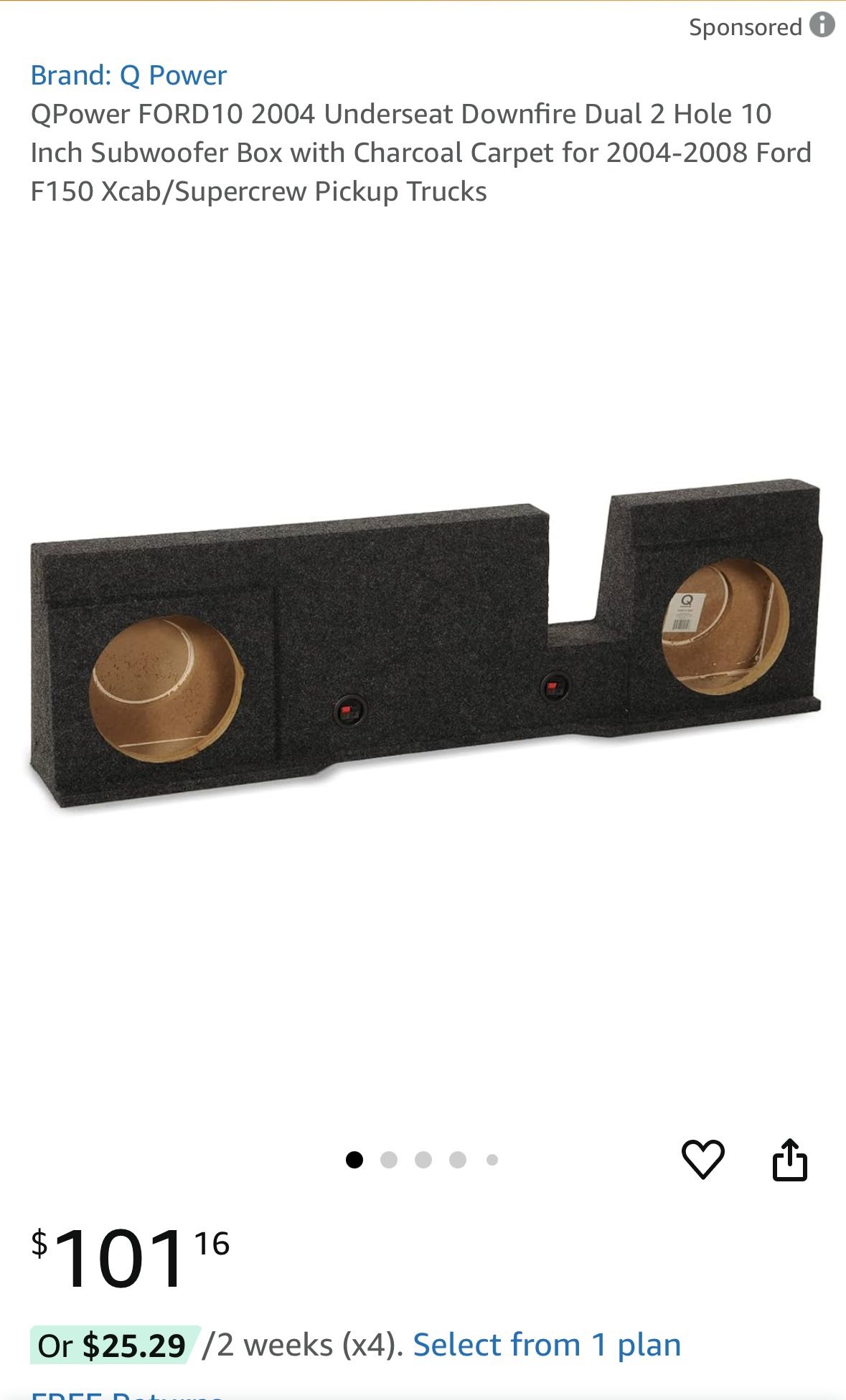 QPower FORD10 2004 Underseat Downfire Dual 2 Hole 10 Inch Subwoofer Box