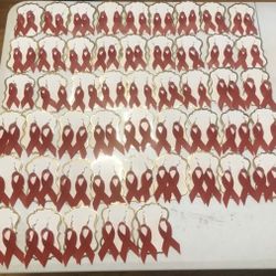 50 Pair of Handmade brand new red ribbon earrings bulk
