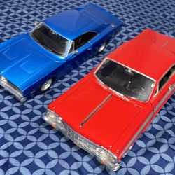 🚗 Diecast Classic Car Set - 1964 Chevy Impala & 1969 Dodge Charger R/T - Pick Up/Ship Fast!