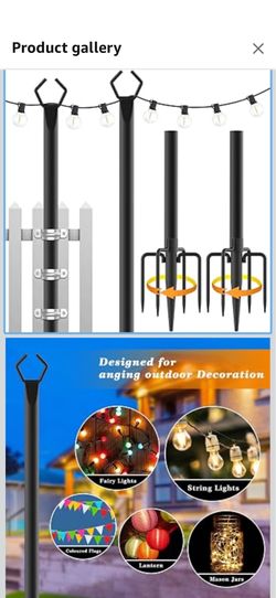 Mutovlin 2 Pack String Light Poles,10 Ft Light Poles for Outside String Lights,Outdoor Lights Pole with Fork,Metal Poles Stand for Patio Deck Backyard