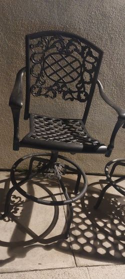 2 Swivel Tall Bar Chairs  Metal Black