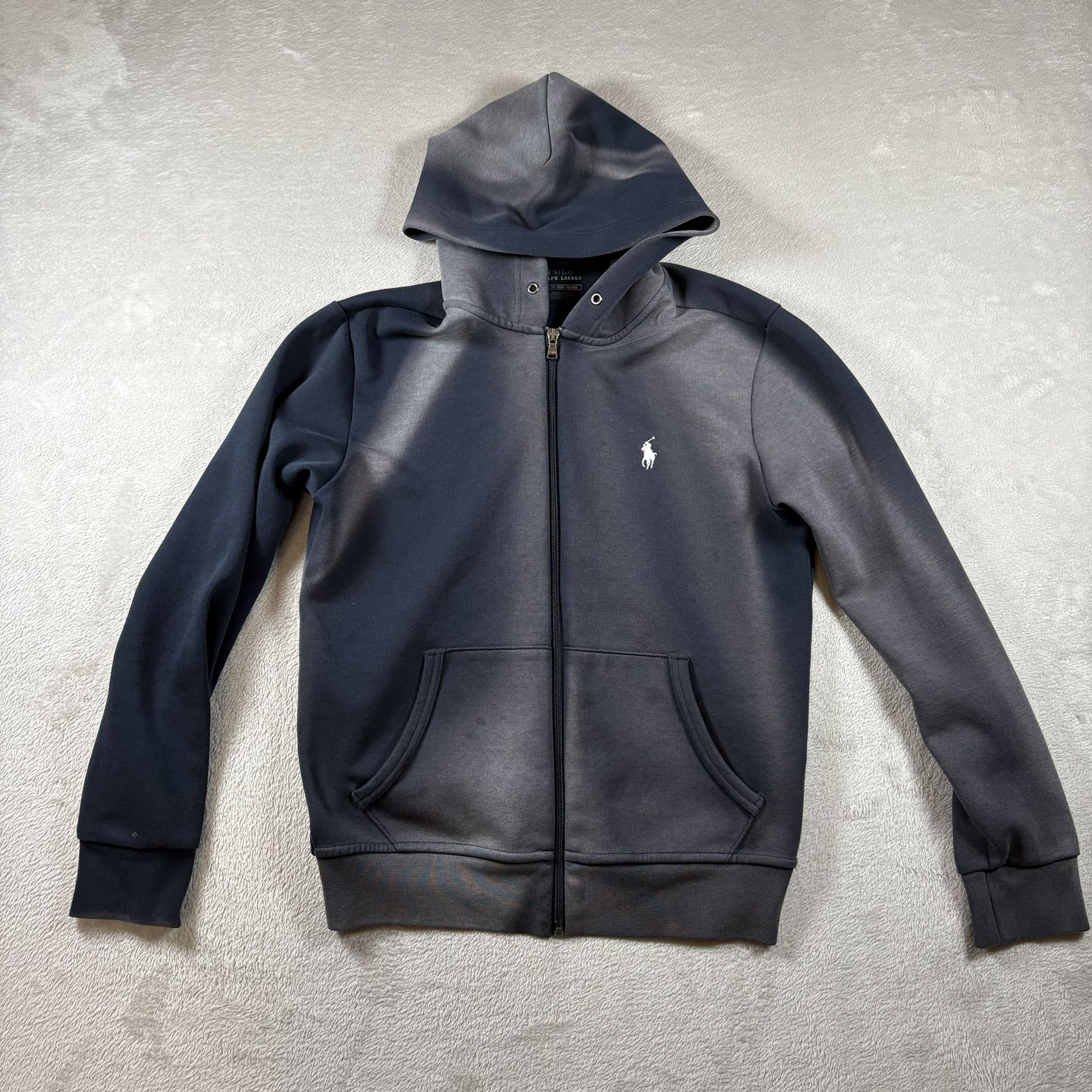 Vintage Polo Ralph Lauren Sun Faded Hoodie Men’s XS Blue Full Zip Y2K #3506