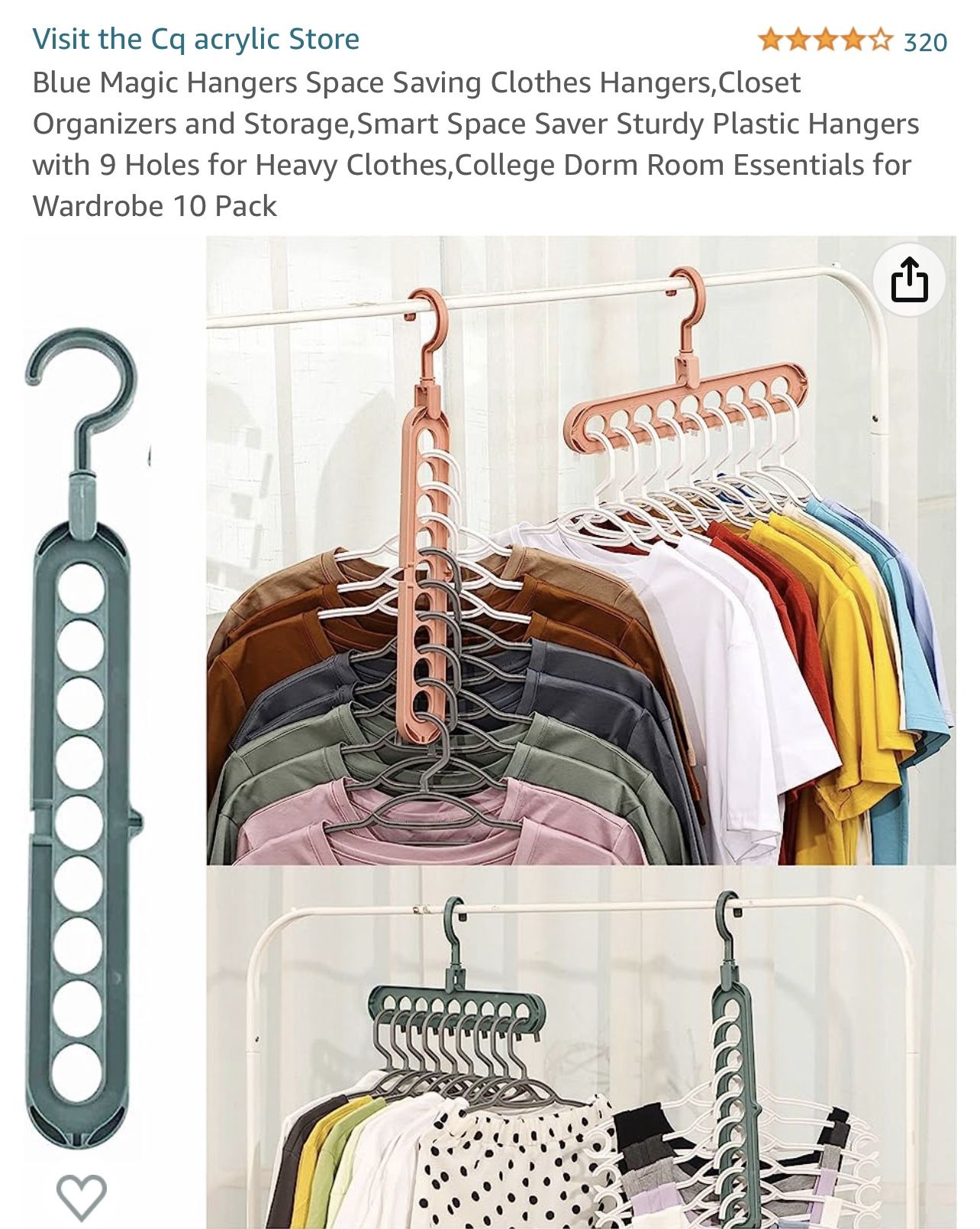 Pack of 10 Magic Hangers, Black. Wardrobe Closet Organizers Storage