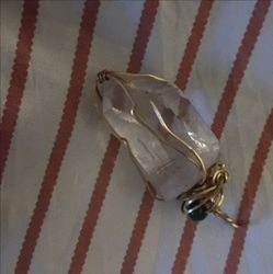 Gold Wire Wrapped Crystal Pendant