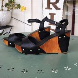 Women's Lucky Brand Leather Wedge Sandals 