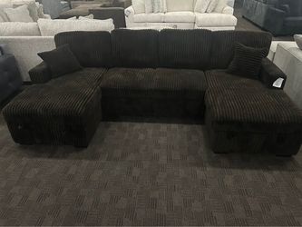 Rich chocolate brown comfy storage sleeper sectional