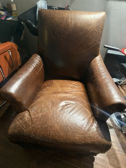 Vintage Leather Chair + Ottoman – Super Comfortable