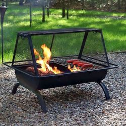 ONLY $95: Outdoor Camping or Backyard Rectangular Northland Fire Pit with Cooking Grill